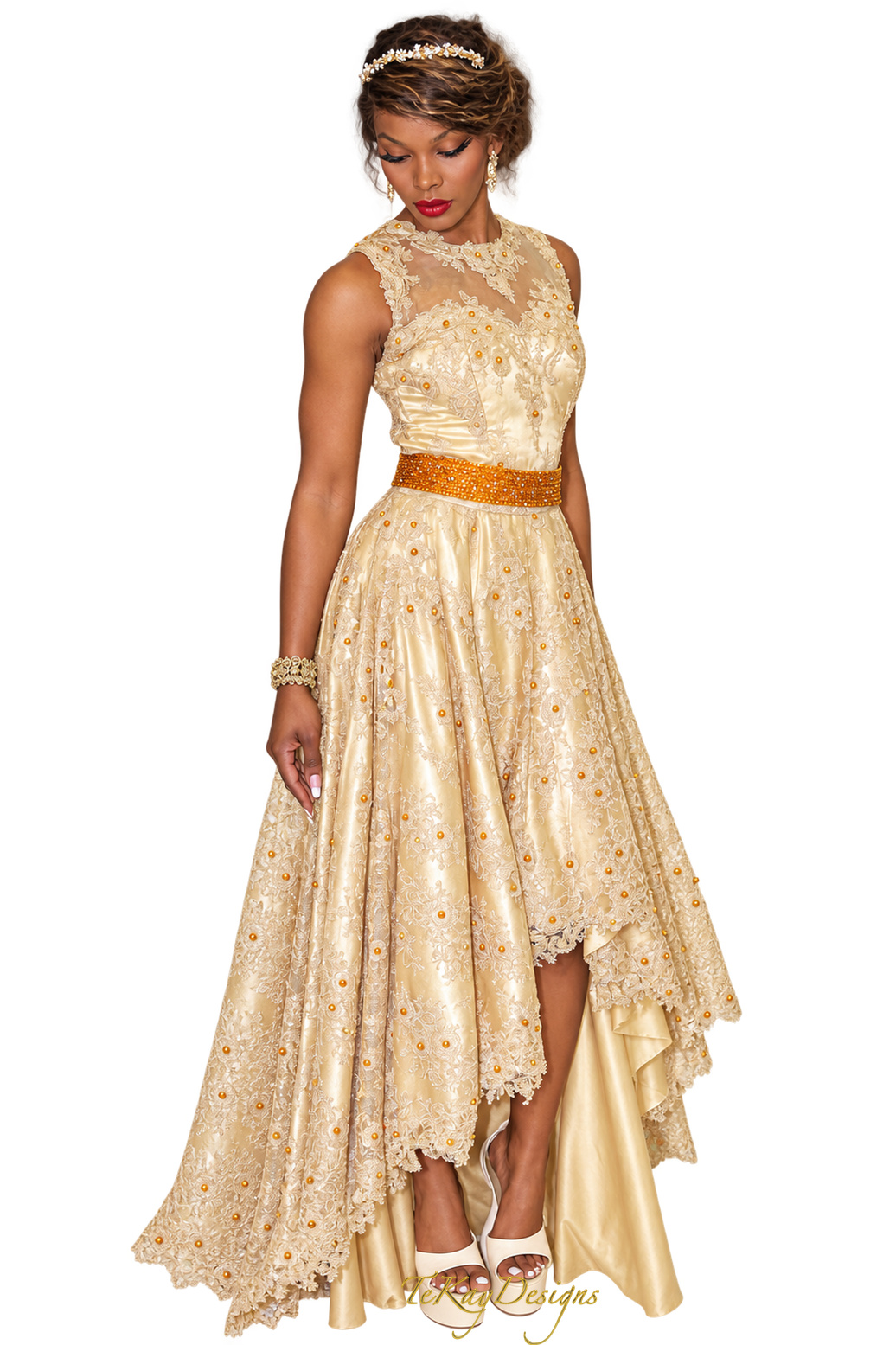 Gold lace dress