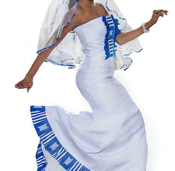 African bridal gown with kente