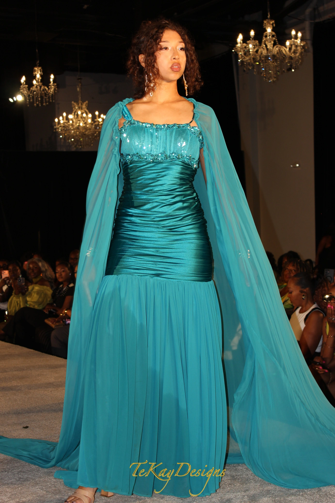 Ruched Satin & Chiffon Mermaid Gown